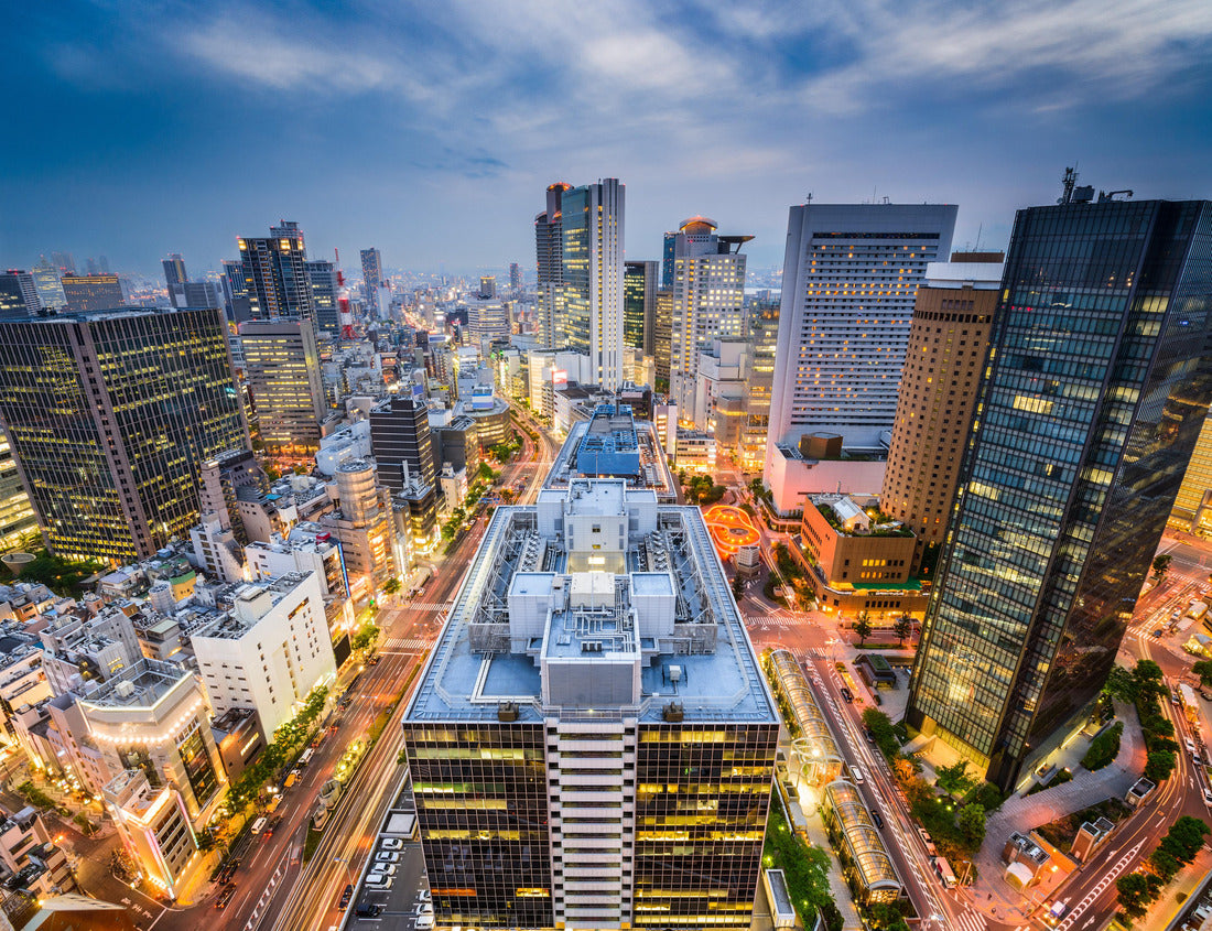 Umeda district cityscape at twilight in Osaka, Japan. 1000pc PuzzleBlack and White