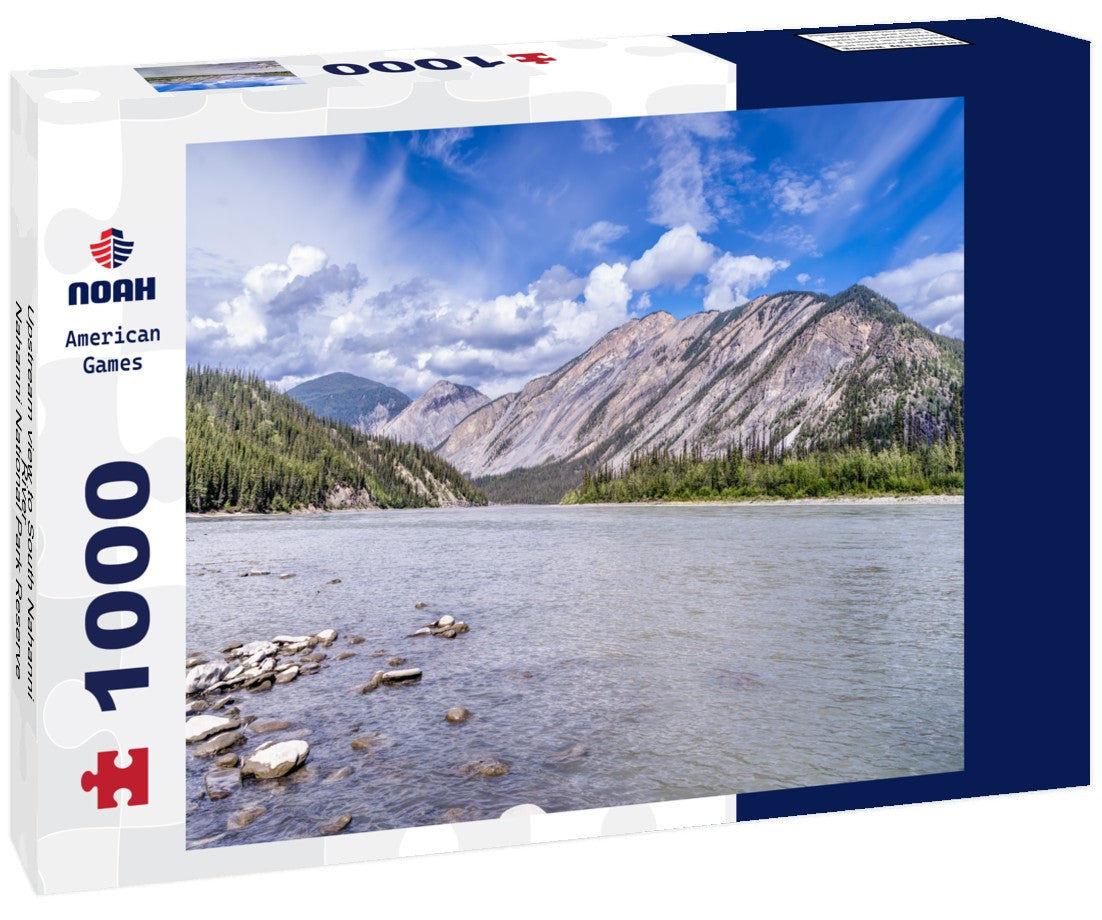 An upstream view is captured of the South Nahanni River in Nahanni National Park Reserve, Northwest Territories, Canada. 1000pc PuzzleBlack and White