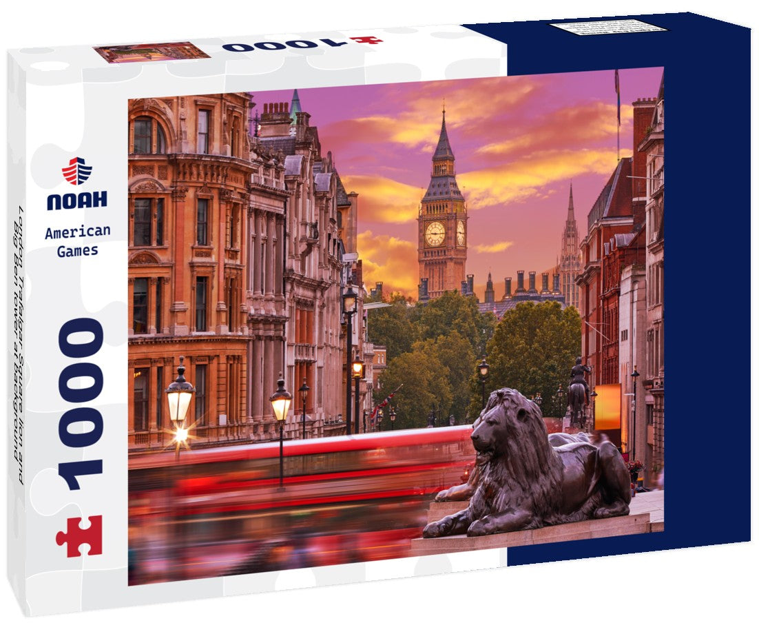 Noah Jigsaw Puzzle London Trafalgar Square lion and Big Ben tower at background 1000 pieces