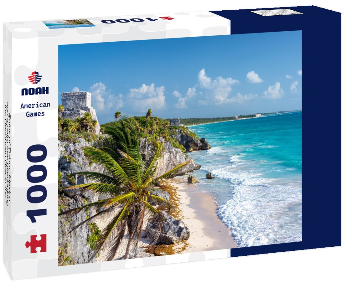 Noah Jigsaw Puzzle Ruins of Tulum, Mexico and a palm tree overlooking the Caribbean Sea in the Riviera Maya 1000 pieces