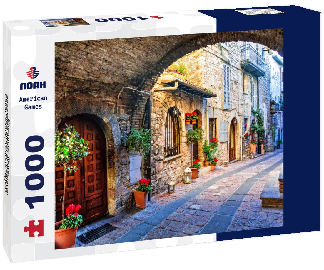 Noah Jigsaw Puzzle Charming, flower-decorated street of medieval Italian towns, Umbria region 1000 pieces