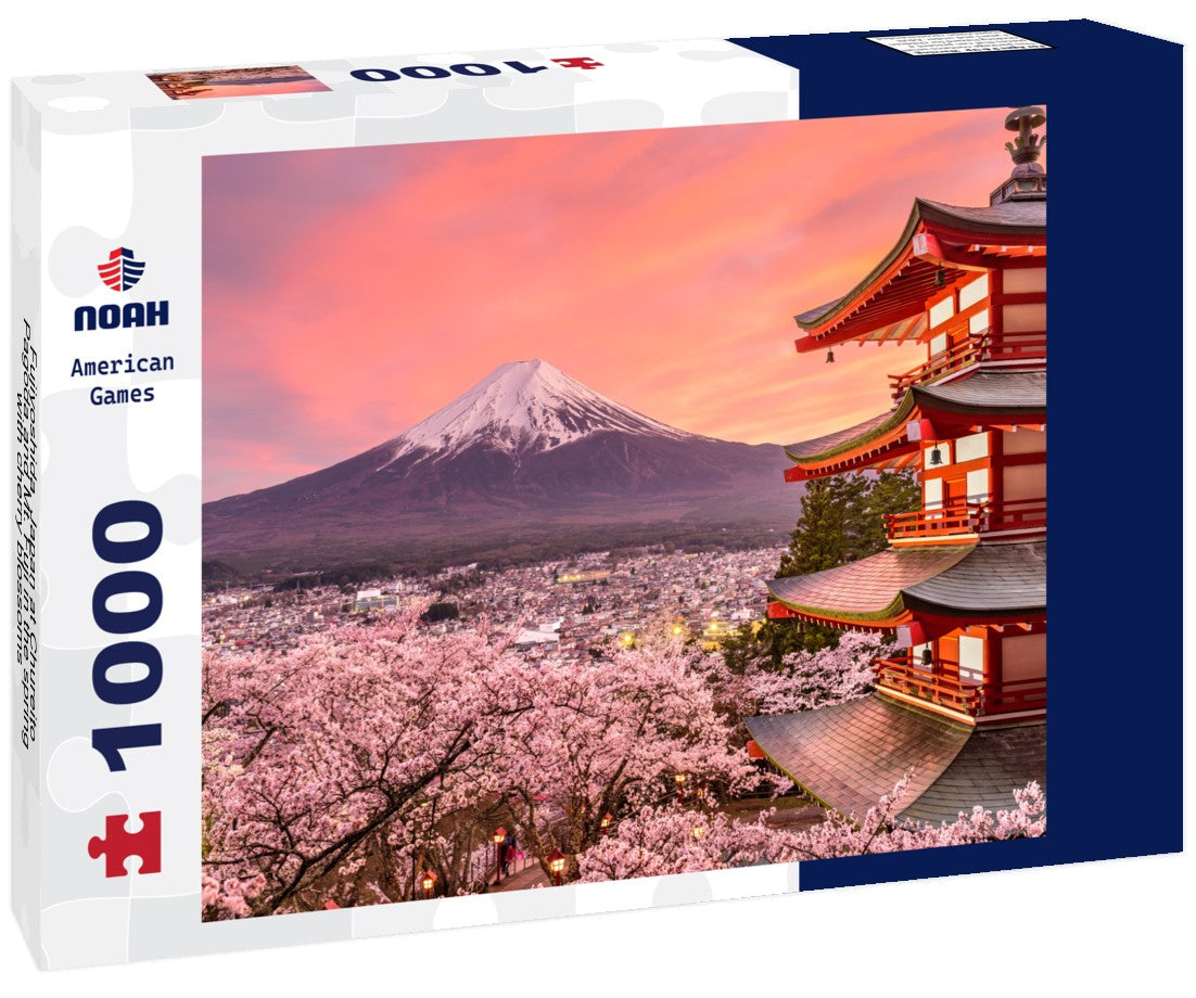 Noah Jigsaw Puzzle Fujiyoshida, Japan at Chureito Pagoda and Mt. Fuji in the spring with cherry blossoms 1000 pieces