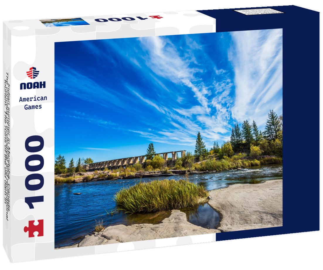 Noah Jigsaw Puzzle Indian summer in Manitoba, Canada. The concept of ecological and recreational tourism. The ruins of the old dam in the park of the old Pinawa dams 1000 pieces