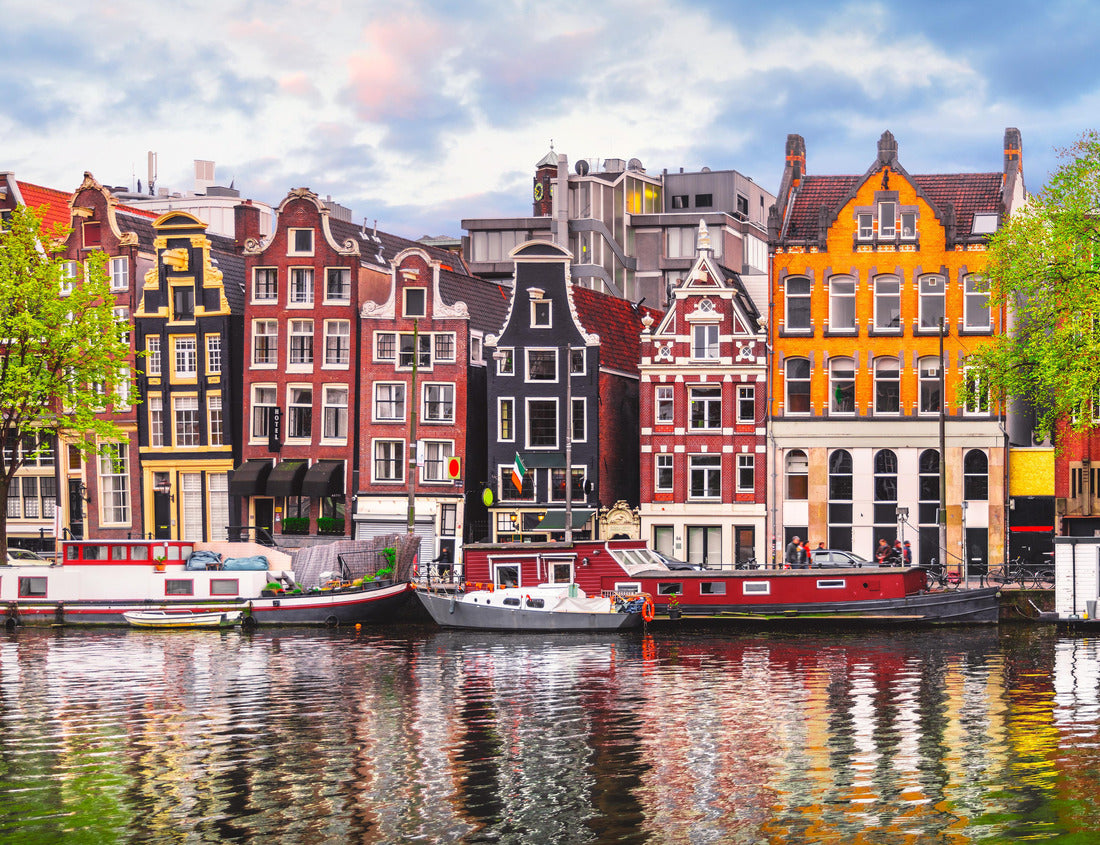 Noah Jigsaw Puzzle Amsterdam Dutch dance houses over the Amstel river landmark in the old European city spring landscape 1000 pieces