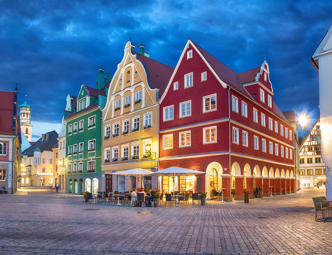 Noah Jigsaw Puzzle Colored buildings at the market square (Marktplatz) at sunset in Memmingen, Bavaria, Germany 1000 pieces