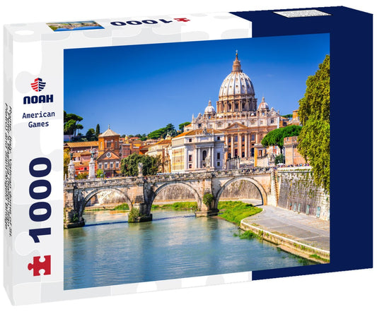 Noah Jigsaw Puzzle Rome, Italy. Vatican dome of St. Peter's Basilica (Italian: San Pietro) and Sant'Angelo Bridge, over the Tiber River 1000 pieces