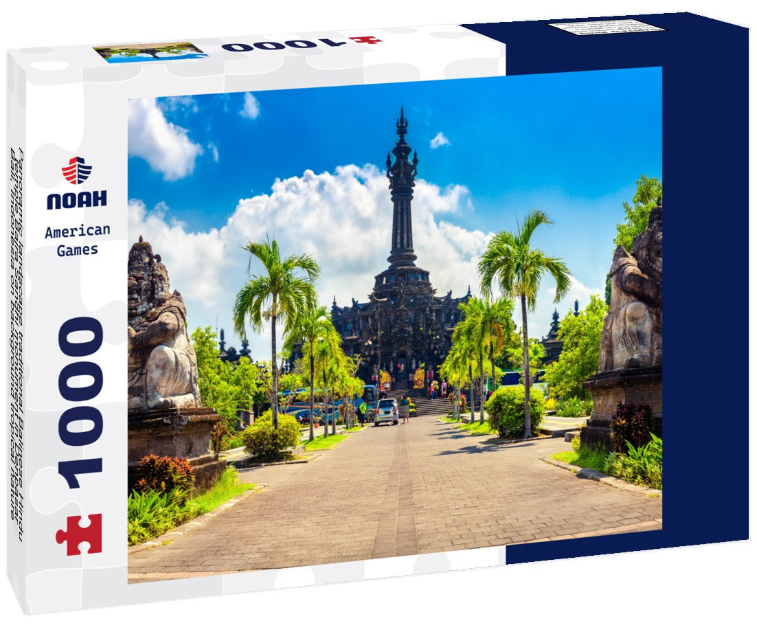 Noah Jigsaw Puzzle Panoramic landscape traditional Balinese Hindu temple Bajra Sandhi monument in Denpasar, Bali, Indonesia on background tropical nature and blue summer sky, Indonesia 1000 pieces