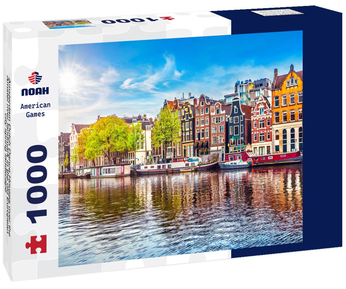 Noah Jigsaw Puzzle Amsterdam Dutch Dance Houses over the Amstel river landmark in the old European city spring landscape 1000 pieces