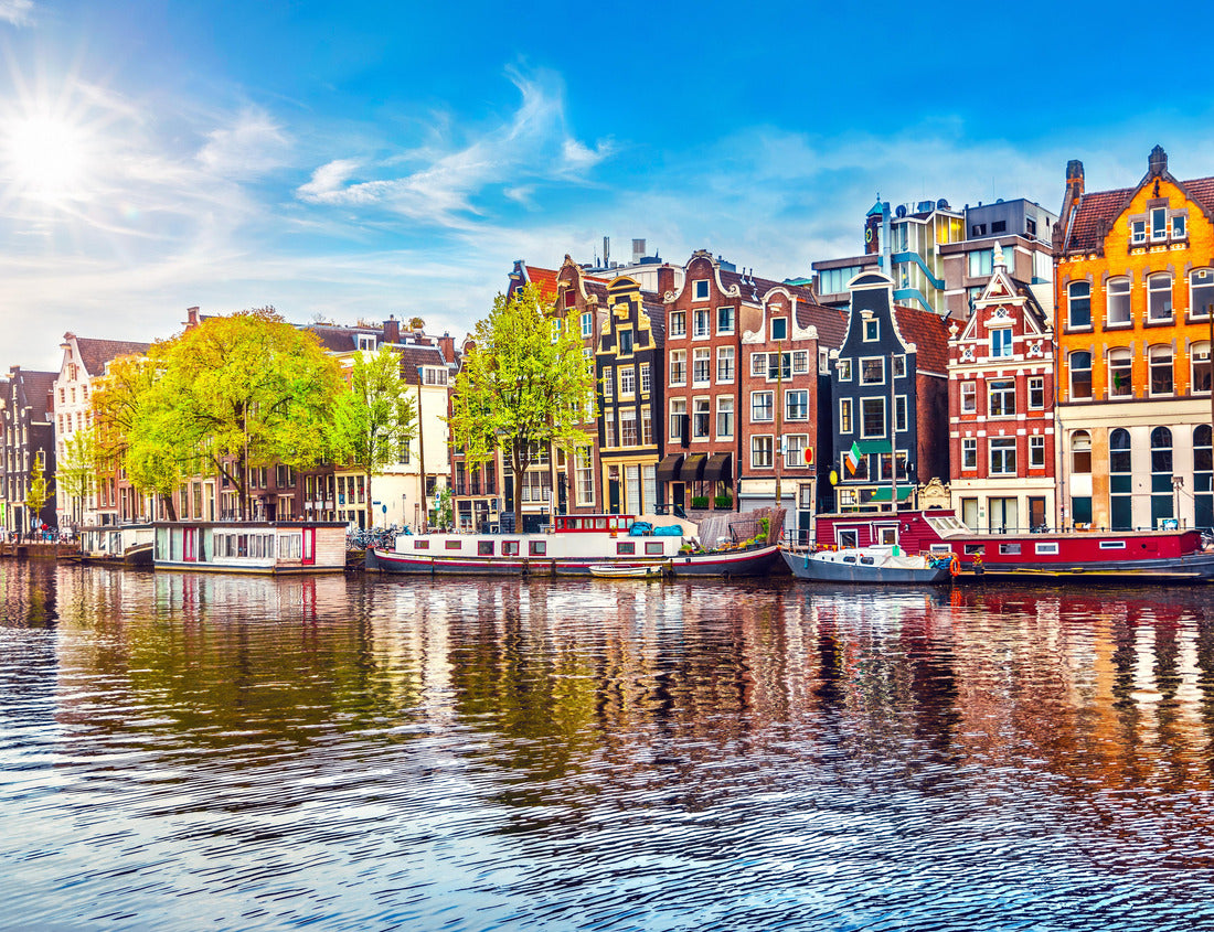 Noah Jigsaw Puzzle Amsterdam Dutch Dance Houses over the Amstel river landmark in the old European city spring landscape 1000 pieces
