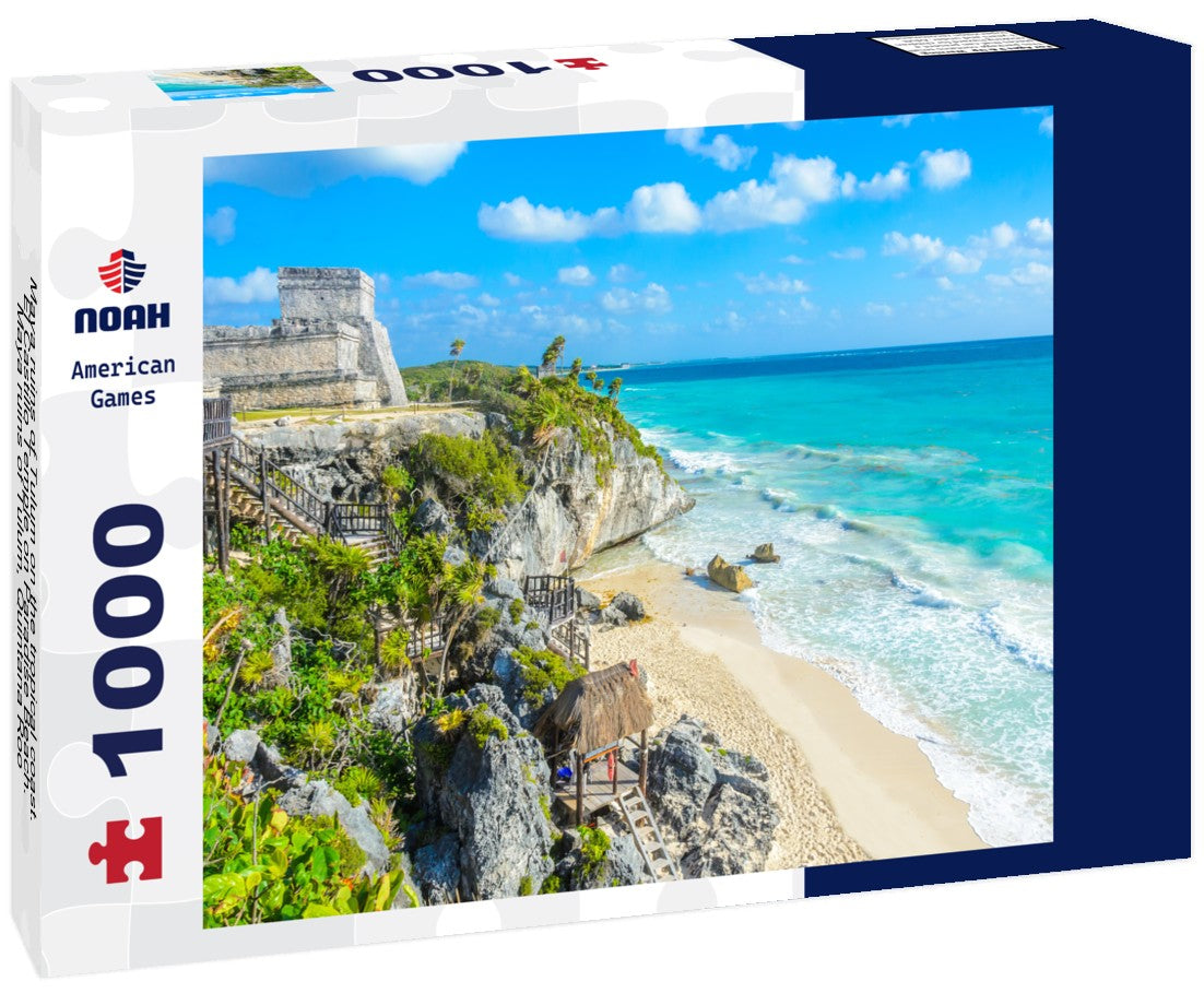 Noah Jigsaw Puzzle Maya ruins of Tulum on the tropical coast. El Castillo Temple on Paradise Beach. Maya ruins of Tulum, Quintana Roo, Mexico 1000 pieces