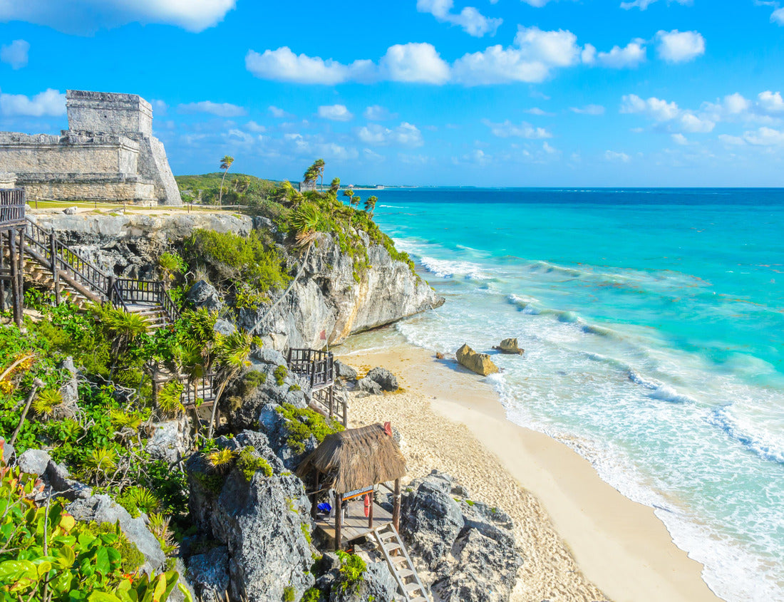 Noah Jigsaw Puzzle Maya ruins of Tulum on the tropical coast. El Castillo Temple on Paradise Beach. Maya ruins of Tulum, Quintana Roo, Mexico 1000 pieces