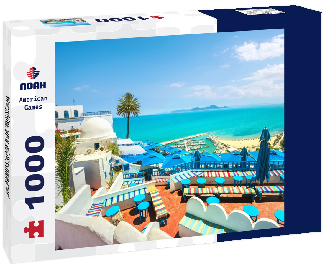Noah Jigsaw Puzzle Beautiful view of the sea and the white and blue village of Sidi Bou Said. Tunisia 1000 pieces