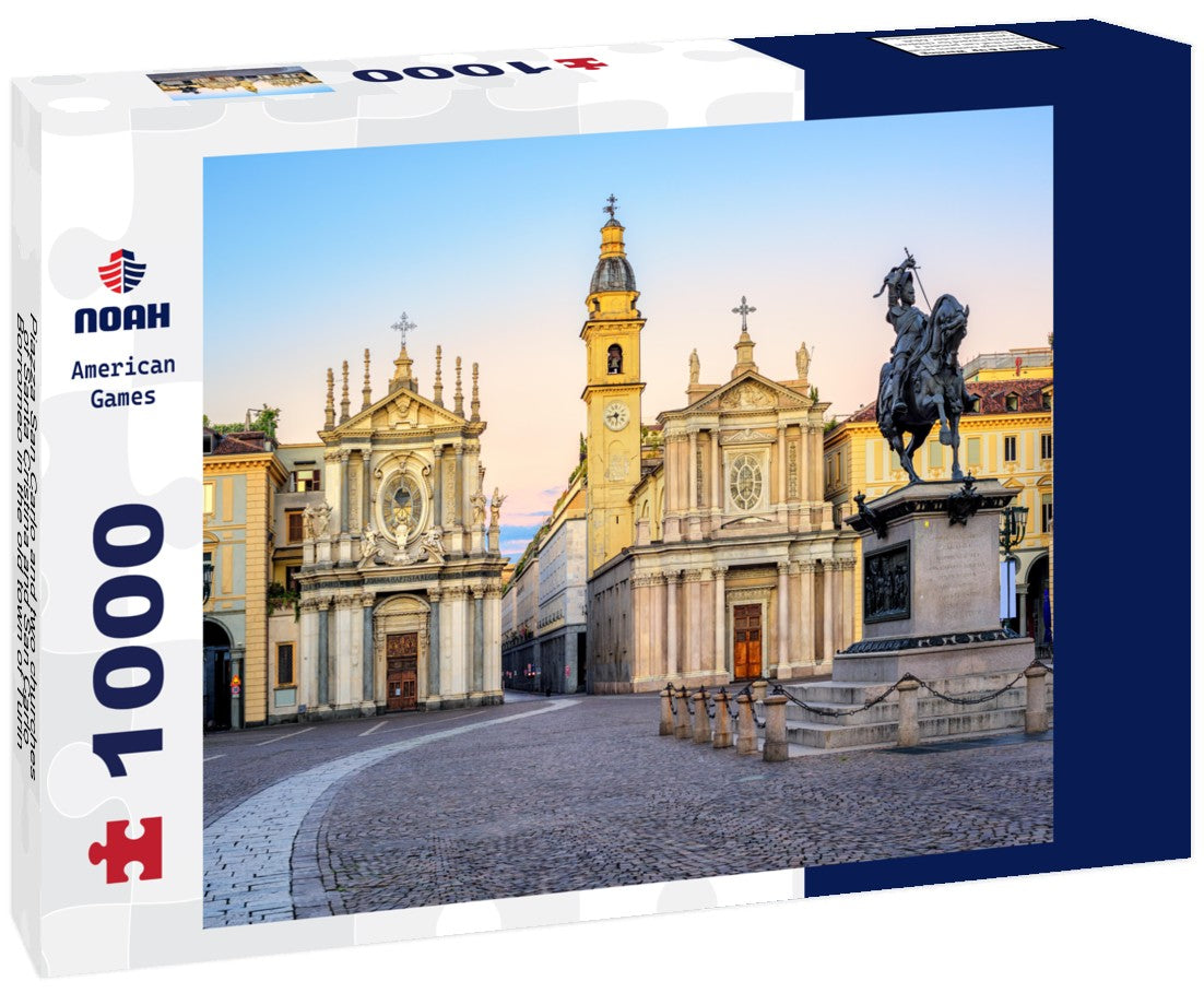 Noah Jigsaw Puzzle Piazza San Carlo and two churches of Santa Cristina and San Carlo Borromeo in the old town of Turin, Italy, at sunrise 1000 pieces
