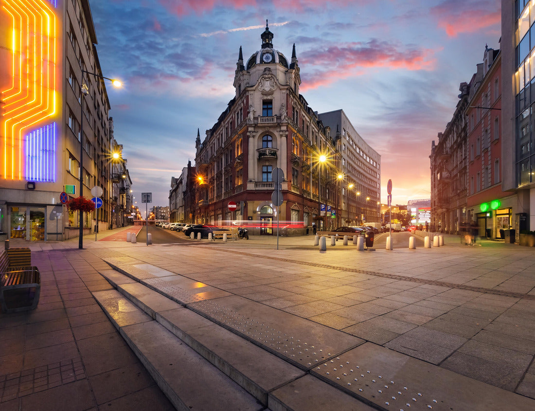 Noah Jigsaw Puzzle Central Square of Katowice, Poland in a dramatic sunset 1000 pieces