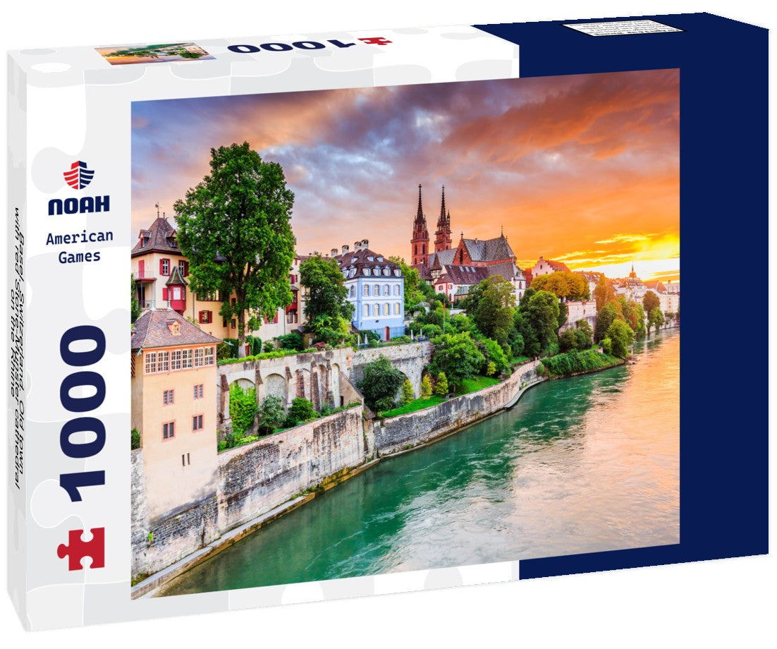 Noah Jigsaw Puzzle Basel, Switzerland. Old town with red Stone-Munster cathedral on the Rhine 1000 pieces