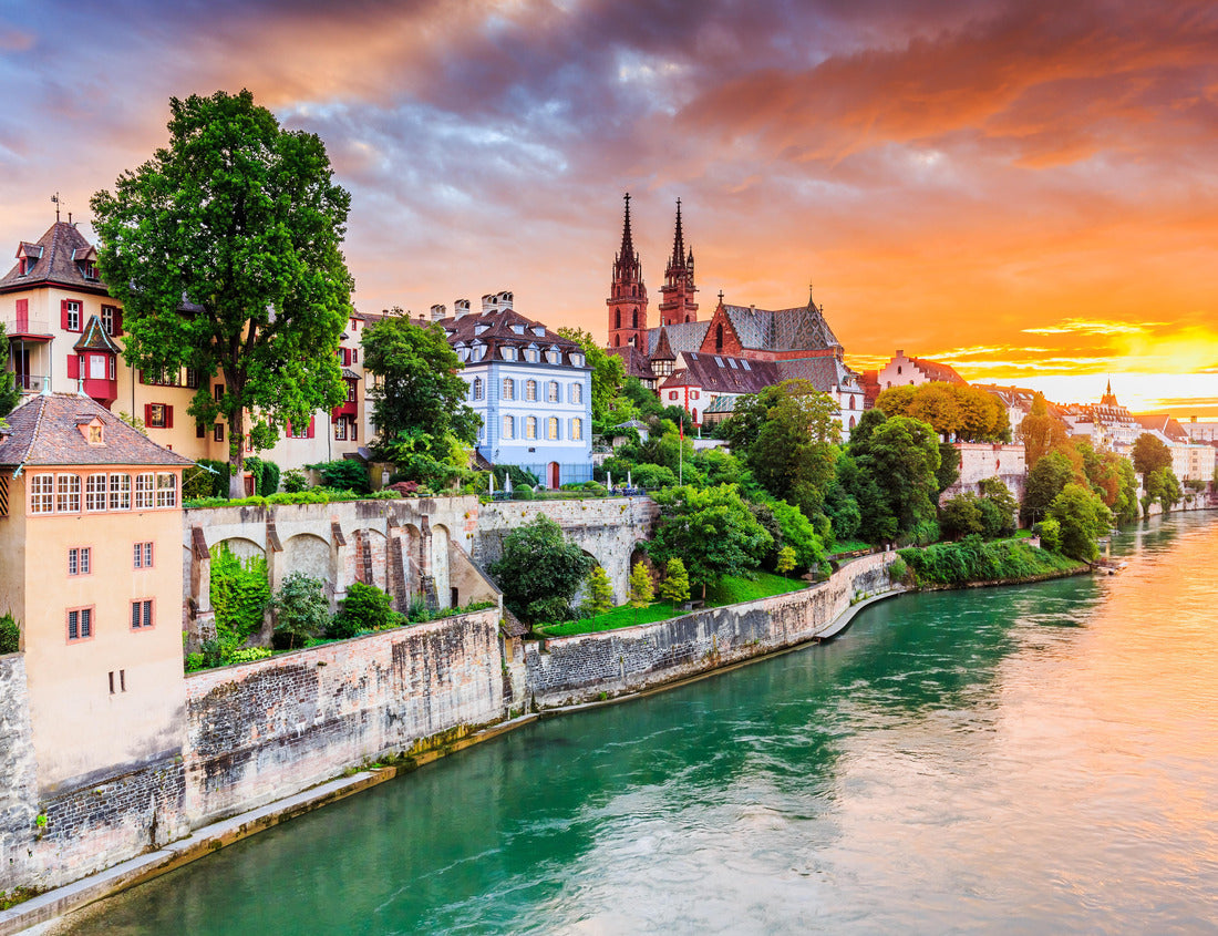 Noah Jigsaw Puzzle Basel, Switzerland. Old town with red Stone-Munster cathedral on the Rhine 1000 pieces