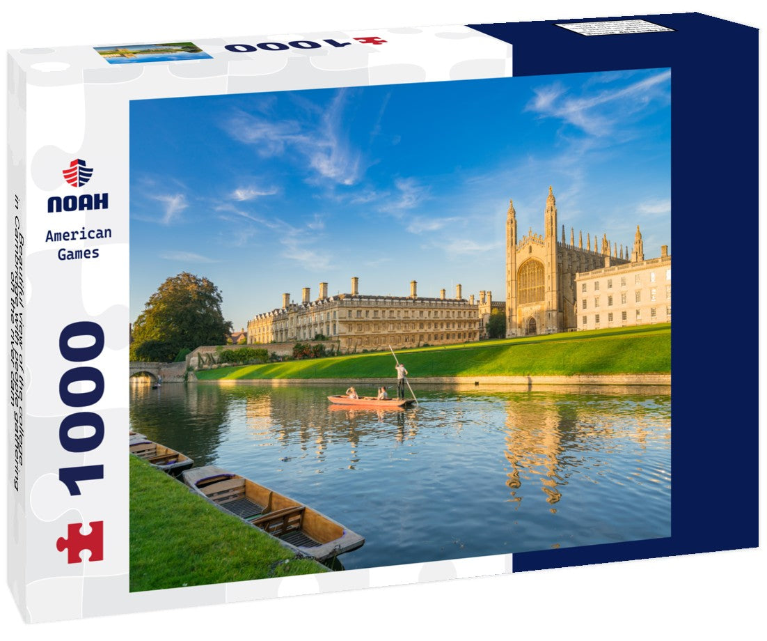 Noah Jigsaw Puzzle Beautiful view of the college in Cambridge with people gathering on the river cam 1000 pieces