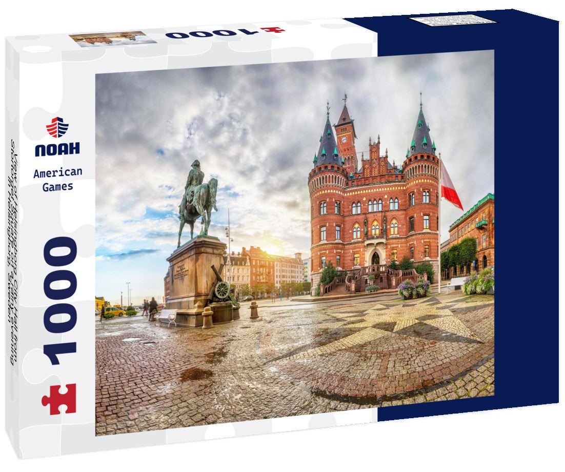 Noah Jigsaw Puzzle View of Helsingborg City Hall from Stortorget Square on a rainy evening in Helsingborg, Sweden 1000 pieces
