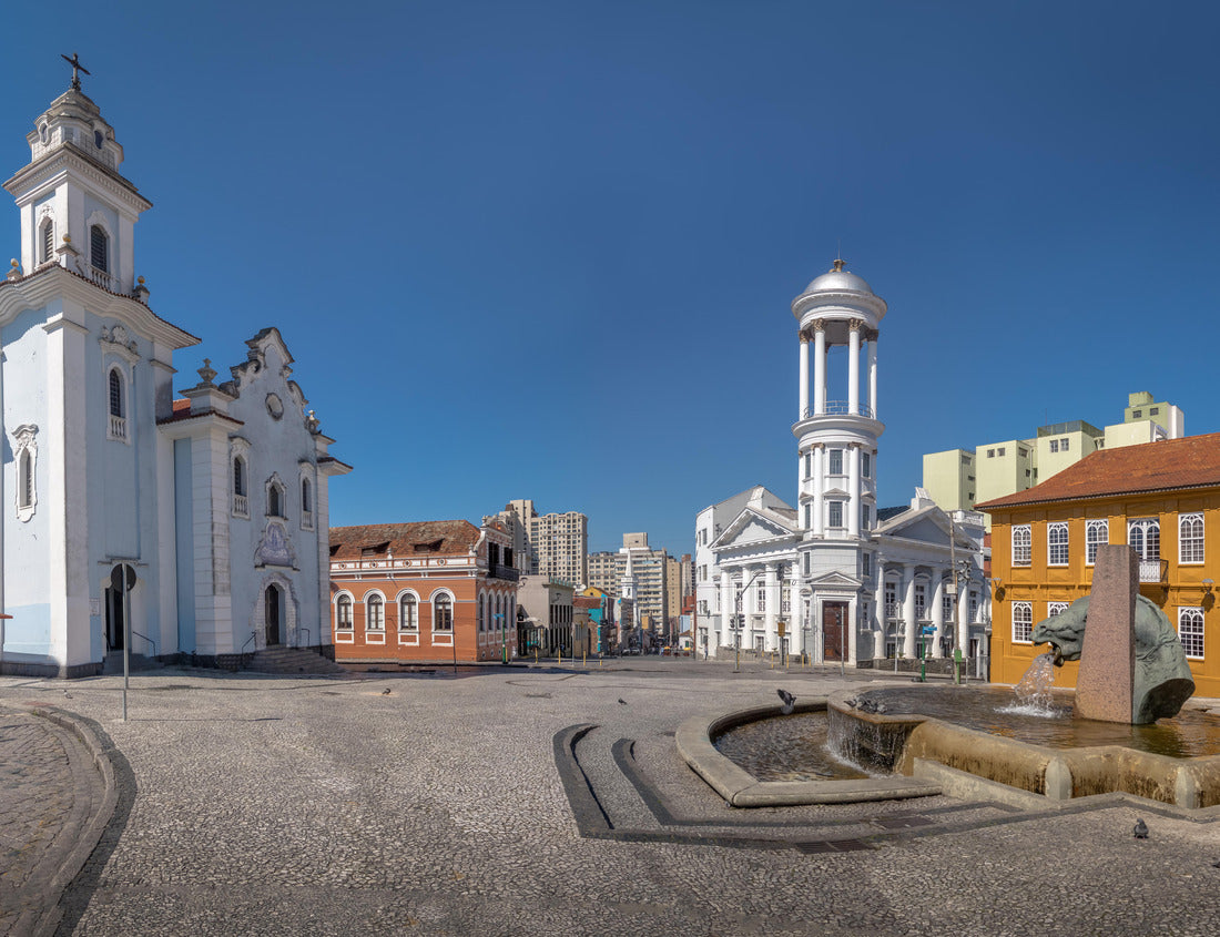 Noah Jigsaw Puzzle Garibaldi Square in the historical center of Curitiba with Presbytery Church, Rosario Church and Drooling Horse (Cavalo Babao) Fountain - Curitiba, Parana, Brazil 1000 pieces