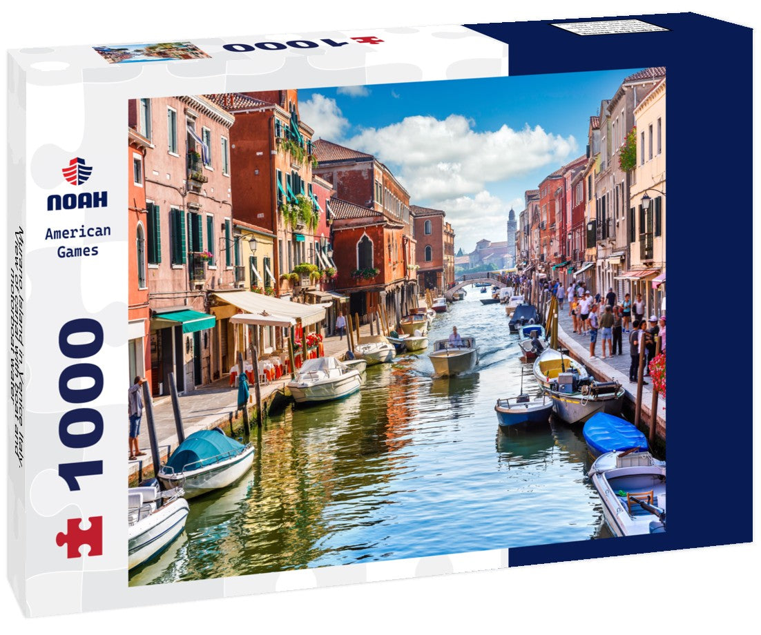 Noah Jigsaw Puzzle Murano Island in Venice Italy. View of canal with boat and motorboat water 1000 pieces