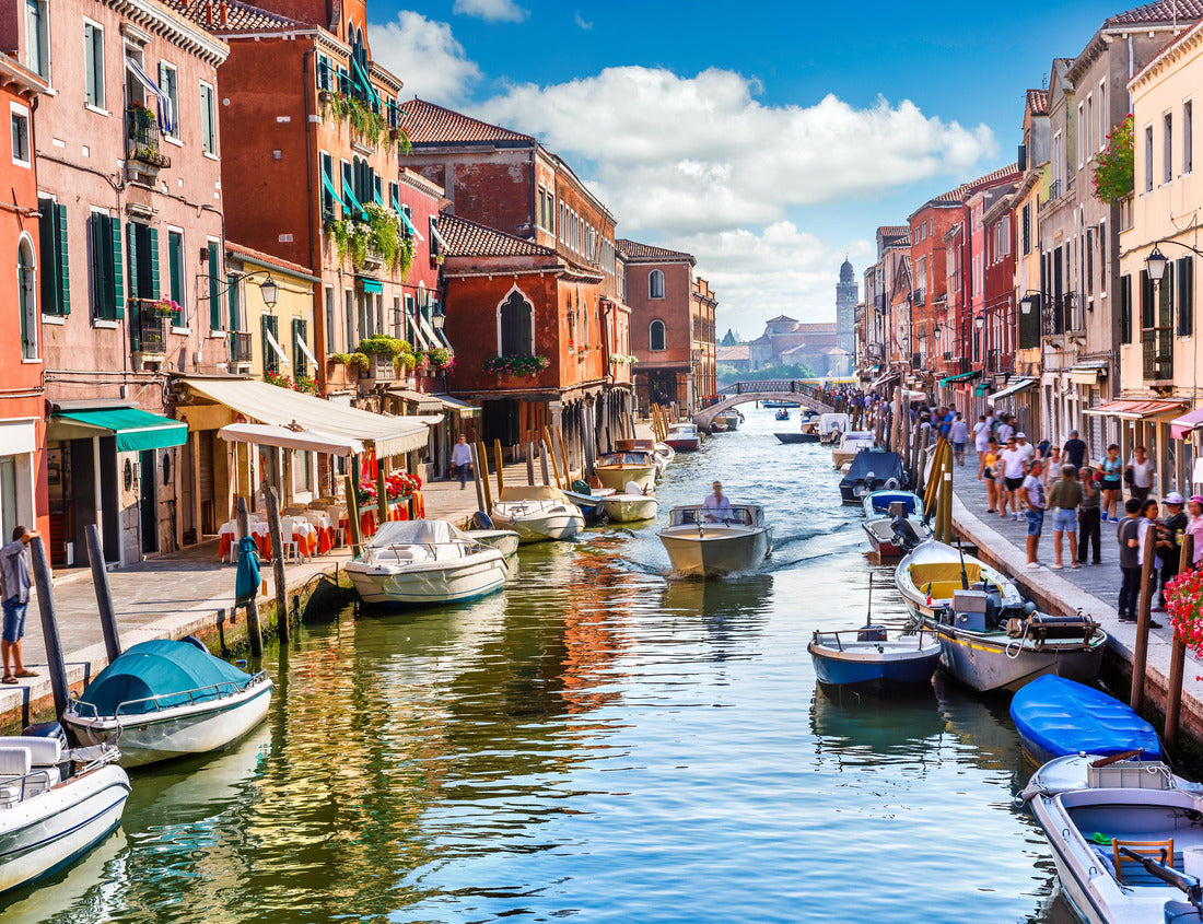 Noah Jigsaw Puzzle Murano Island in Venice Italy. View of canal with boat and motorboat water 1000 pieces