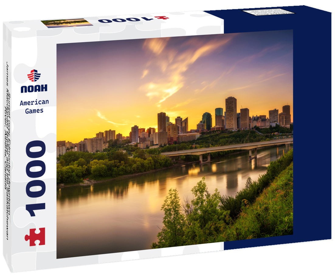 Noah Jigsaw Puzzle Sunset over Edmonton downtown, James Macdonald Bridge and the Saskatchewan River, Alberta, Canada 1000 pieces
