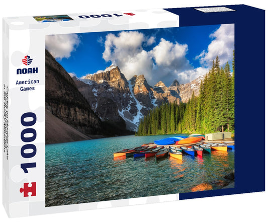 Noah Jigsaw Puzzle Canoes on Moraine Lake, Banff National Park in the Rocky Mountains, Alberta, Canada 1000 pieces