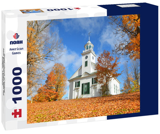 Noah Jigsaw Puzzle Small church in typical New England town with fall foliage, Vermont 1000 pieces