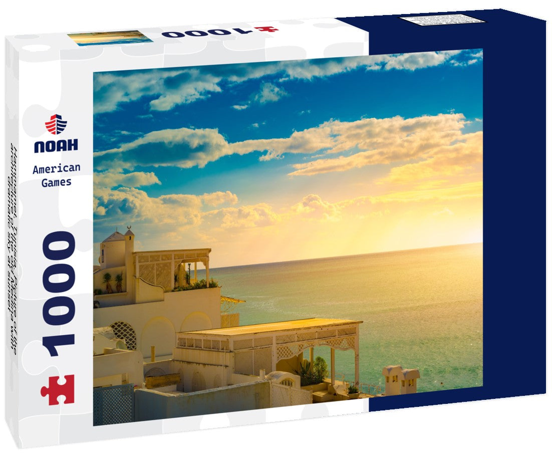 Noah Jigsaw Puzzle Hammamet, Tunisia. Picture of the architecture of the old Medina with dramatic sky at sunset 1000 pieces