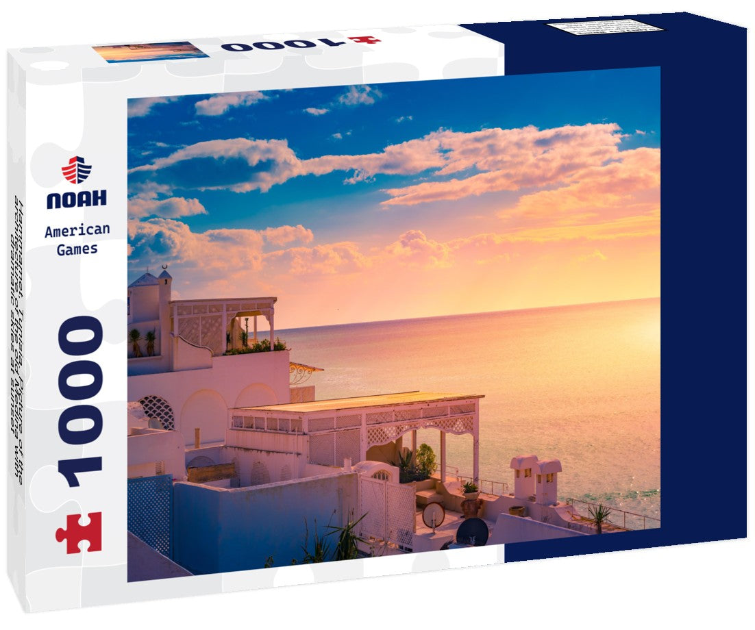 Noah Jigsaw Puzzle Hammamet, Tunisia. Picture of the architecture of the old Medina with dramatic skies at sunset 1000 pieces