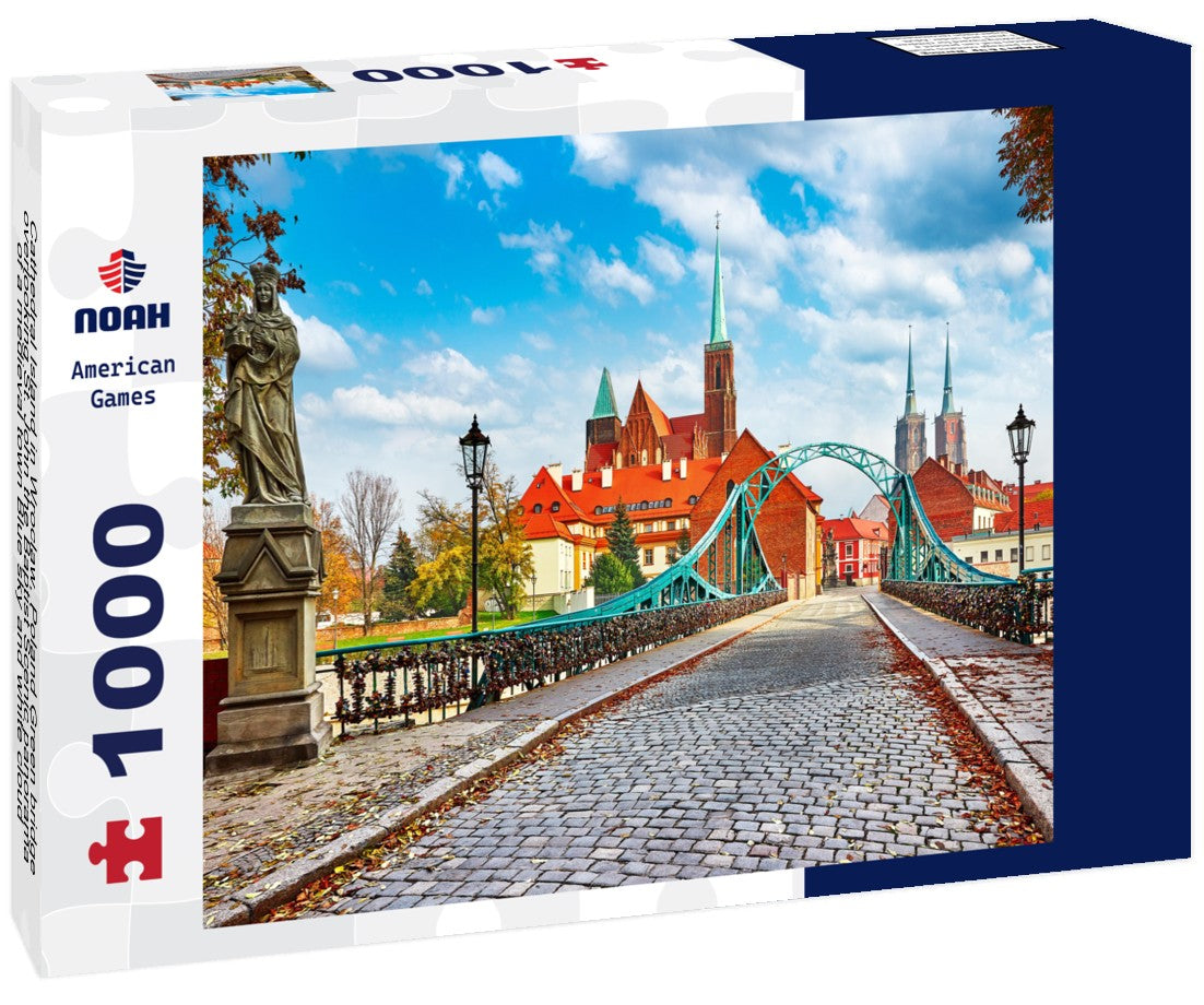 Noah Jigsaw Puzzle Cathedral Island in Wroclaw, Poland Green bridge overlooking St. John the Baptist Scenic panorama of a medieval town Blue sky and white cloud 1000 pieces