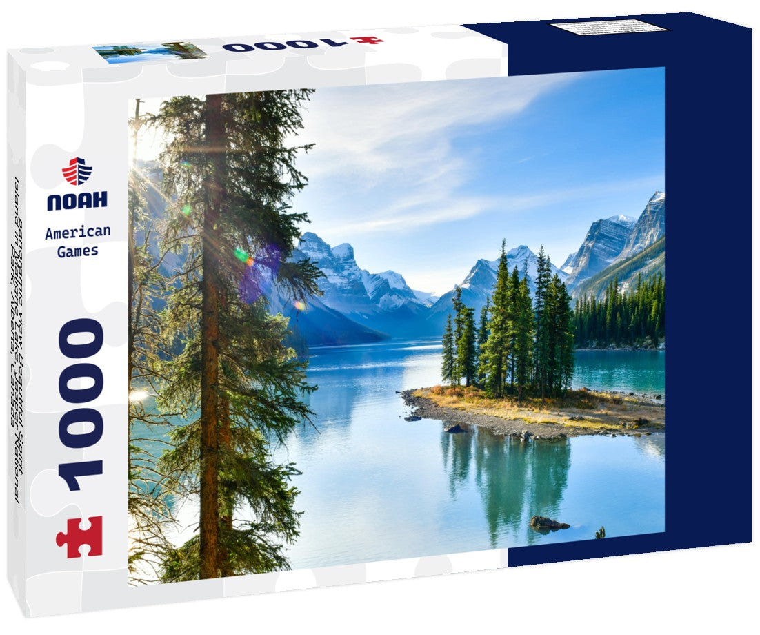 Noah Jigsaw Puzzle panoramic view Beautiful Spirit Island in Maligne Lake, Jasper National Park, Alberta, Canada 1000 pieces