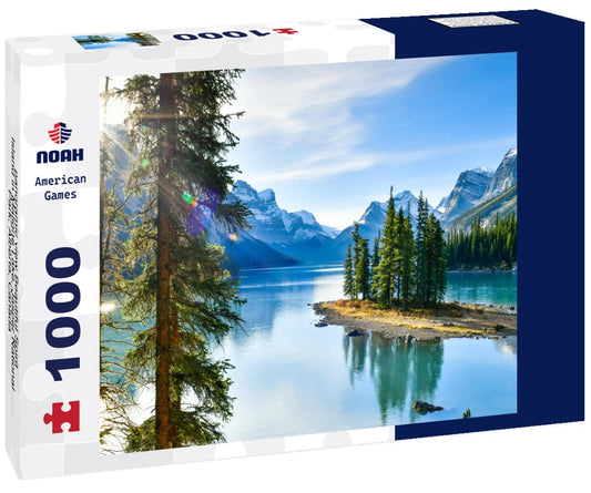 Noah Jigsaw Puzzle panoramic view Beautiful Spirit Island in Maligne Lake, Jasper National Park, Alberta, Canada 1000 pieces