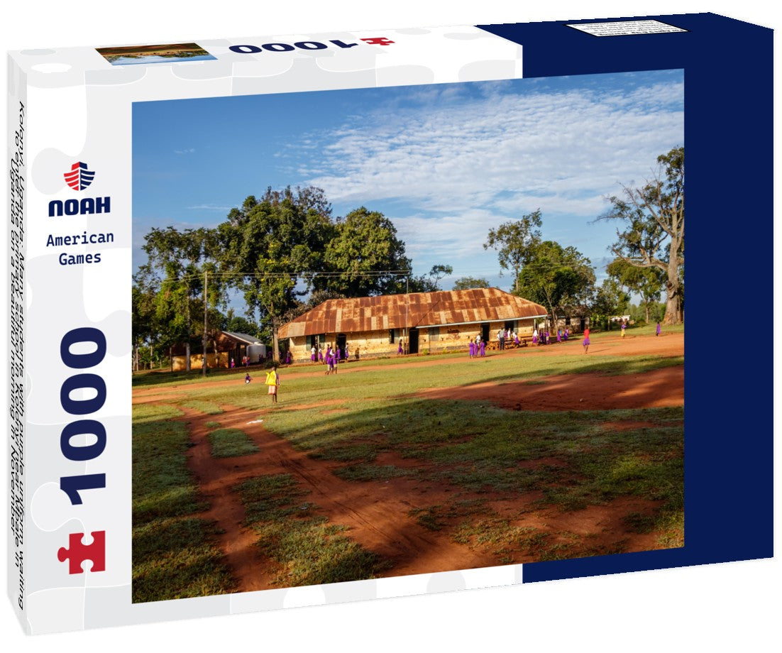 Noah Jigsaw Puzzle Kolonyi, Uganda: Many students with purple uniform waiting to enter the primary school in Kolonyi near Mbale in Uganda on a beautiful morning in November 1000 pieces