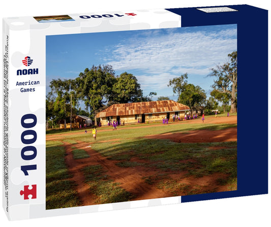 Noah Jigsaw Puzzle Kolonyi, Uganda: Many students with purple uniform waiting to enter the primary school in Kolonyi near Mbale in Uganda on a beautiful morning in November 1000 pieces