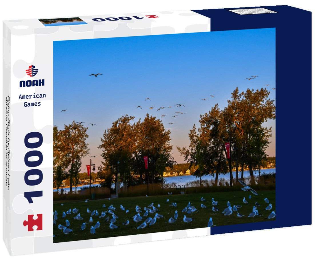 Noah Jigsaw Puzzle Flying Birds by Sylvan Lake Alberta Canada at sunrise 1000 pieces
