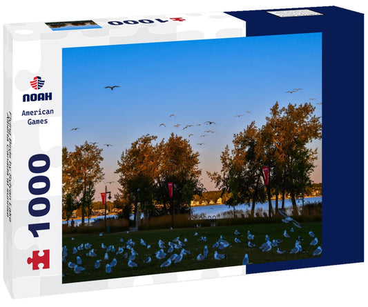 Noah Jigsaw Puzzle Flying Birds by Sylvan Lake Alberta Canada at sunrise 1000 pieces