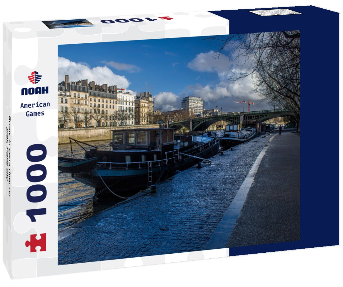 Noah Jigsaw Puzzle Boats in sena river on pier, Paris city 1000 pieces
