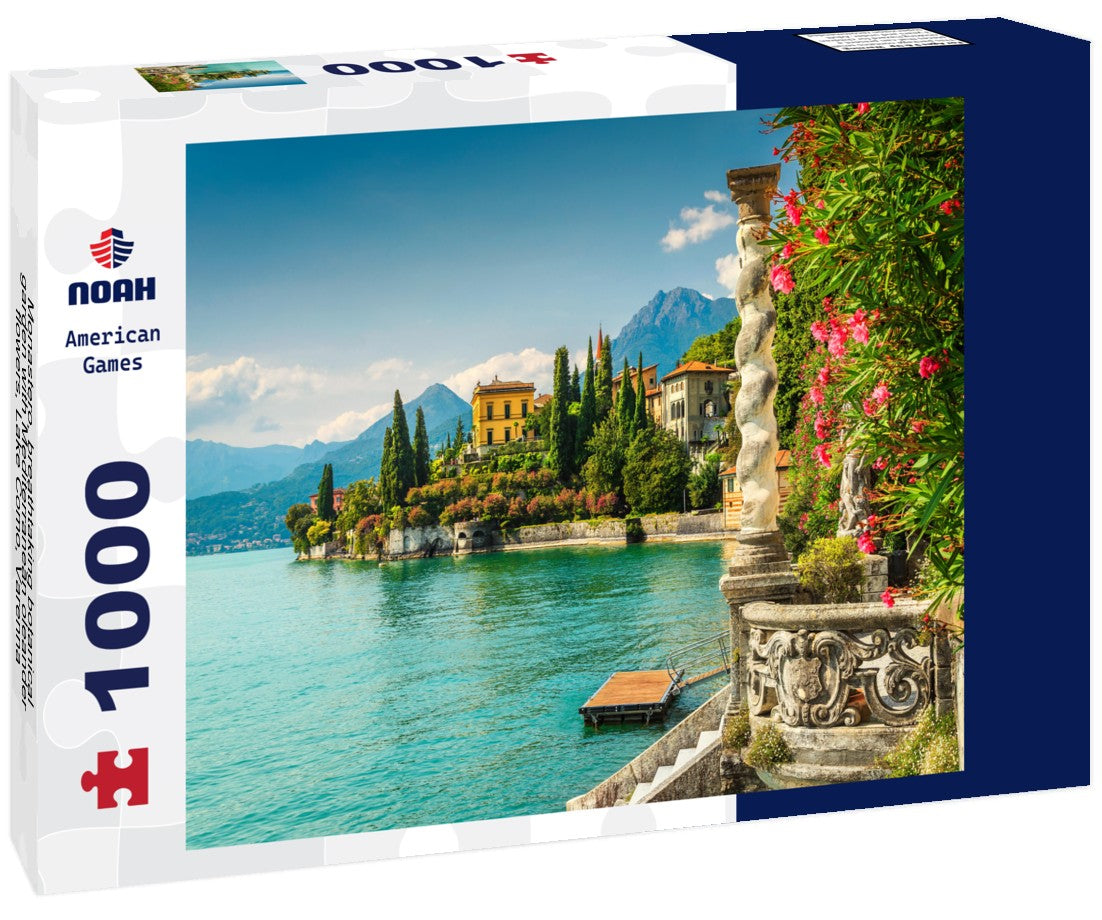 Noah Jigsaw Puzzle Monastero, breathtaking botanical garden with Mediterranean oleander flowers, Lake Como, Varenna, Lombardy, Italy 1000 pieces