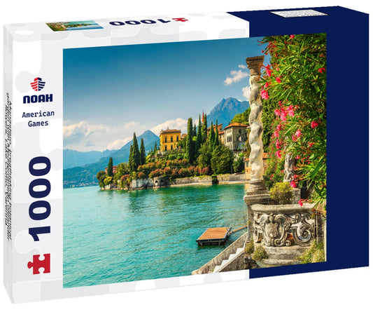 Noah Jigsaw Puzzle Monastero, breathtaking botanical garden with Mediterranean oleander flowers, Lake Como, Varenna, Lombardy, Italy 1000 pieces