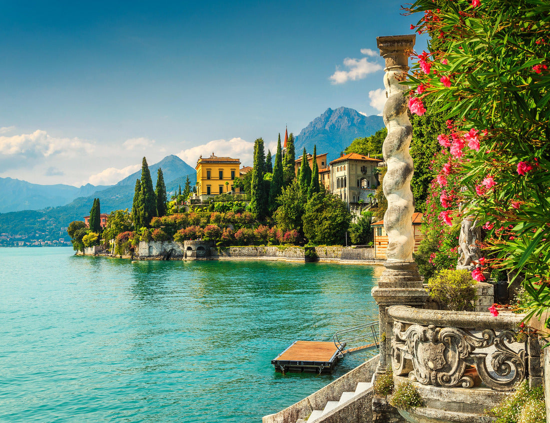 Noah Jigsaw Puzzle Monastero, breathtaking botanical garden with Mediterranean oleander flowers, Lake Como, Varenna, Lombardy, Italy 1000 pieces