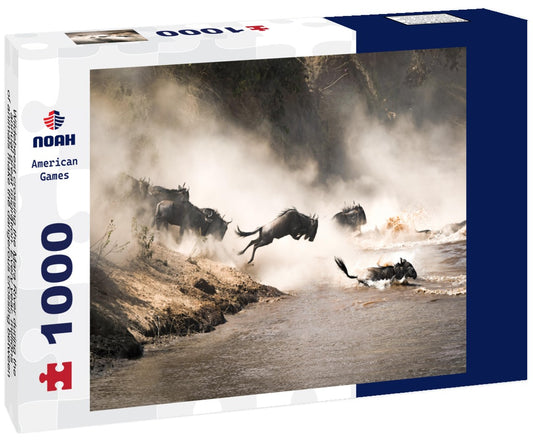 Noah Jigsaw Puzzle Wildebeest crossing the Mara River during the annual great migration. Every year, millions of animals make the dangerous crossing between Tanzania and the Masai Mara in Kenya 1000 pieces