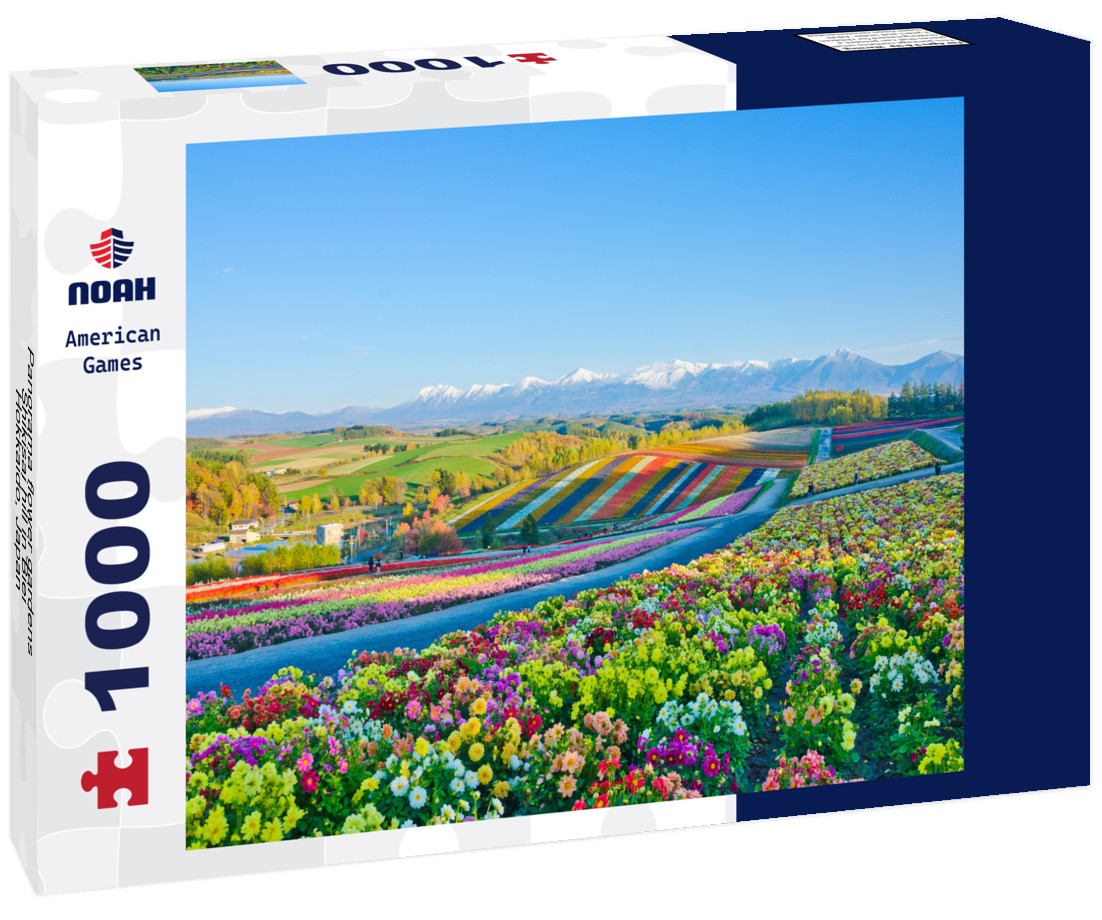 Noah Jigsaw Puzzle Panorama flower gardens Shikisai hill in Biei, Hokkaido, Japan 1000 pieces