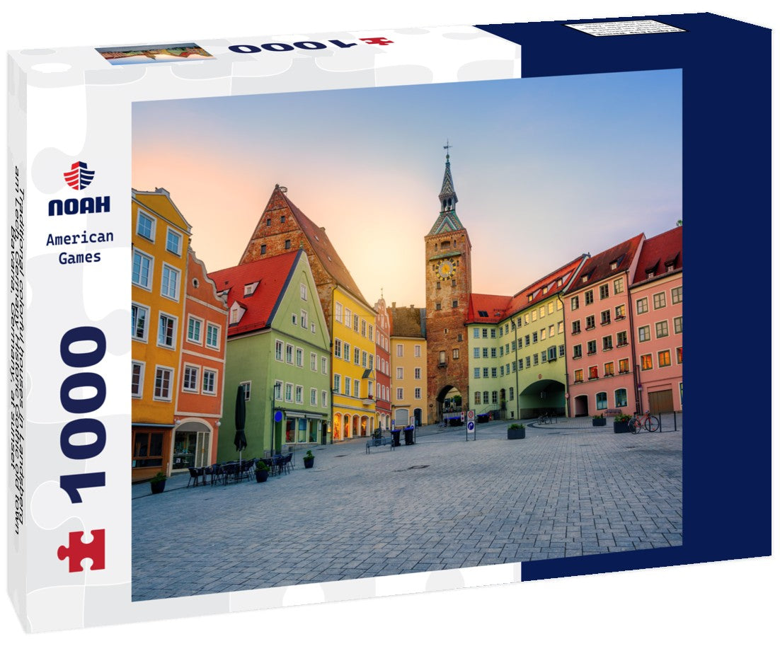 Noah Jigsaw Puzzle Traditional colorful houses in Landsberg am Lech, Germany Historic Gothic old town, Bavaria, Germany, at sunset 1000 pieces