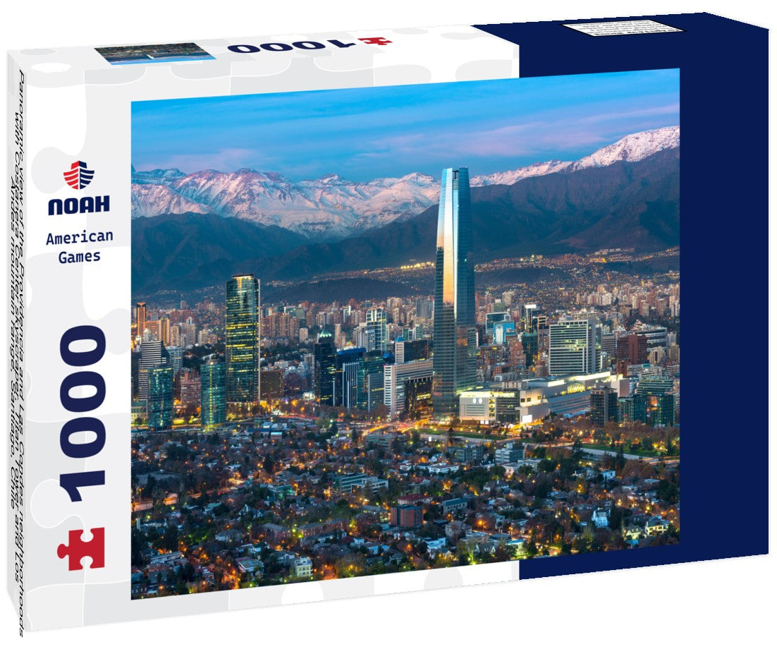 Noah Jigsaw Puzzle Panoramic view of the Providencia and Las Condes neighborhoods with Costanera Center skyscraper, Titan Tower and Los Andes mountain range, Santiago, Chile 1000 pieces
