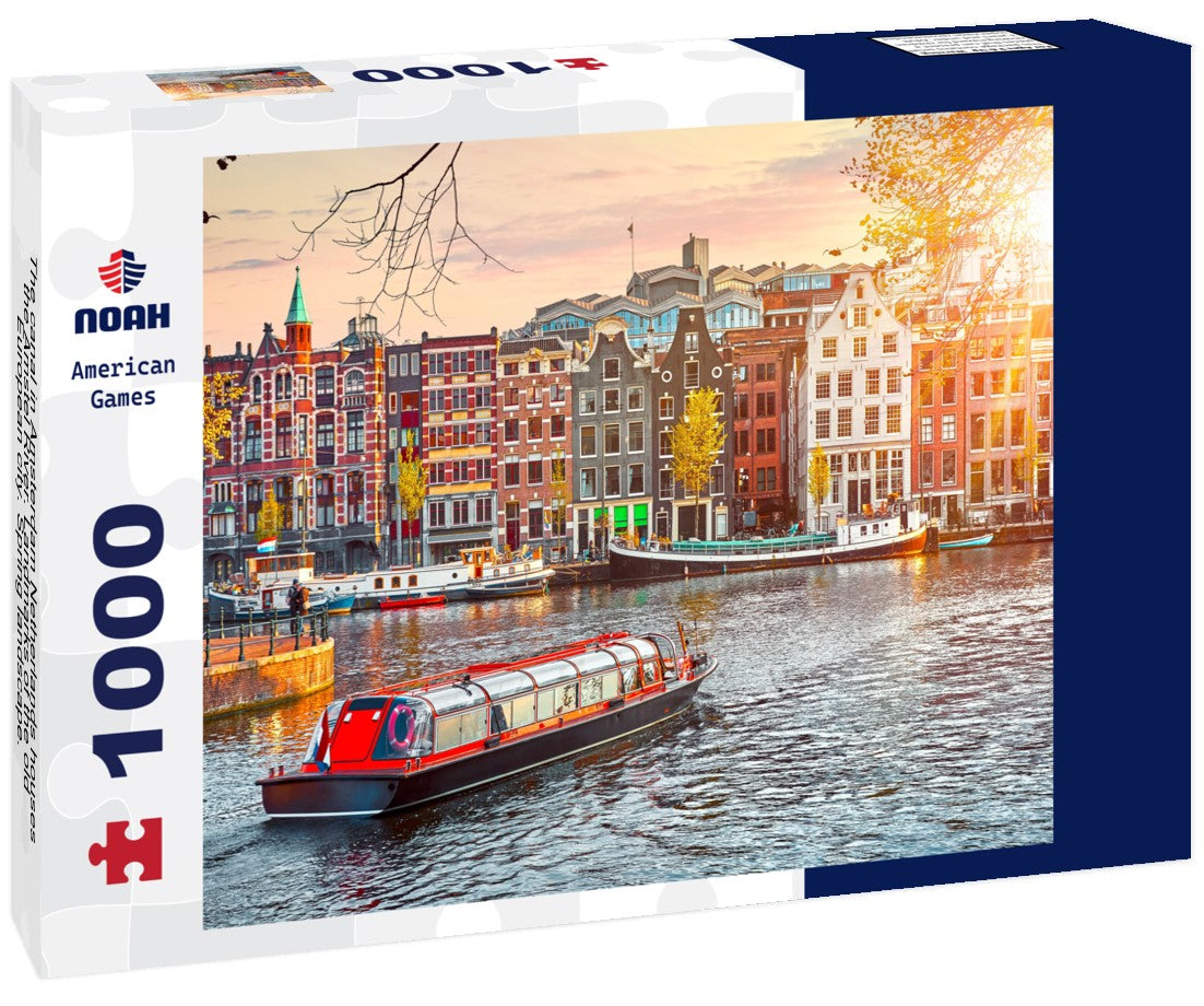 Noah Jigsaw Puzzle The canal in Amsterdam Netherlands houses the Amstel River. Landmarks of the old European city. Spring landscape. 1000 pieces