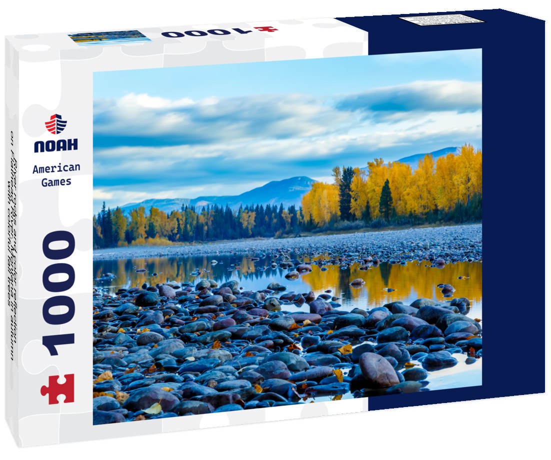 Noah Jigsaw Puzzle River rocks and color reflection on Flathead River, Montana in autumn with colorful fall trees 1000 pieces