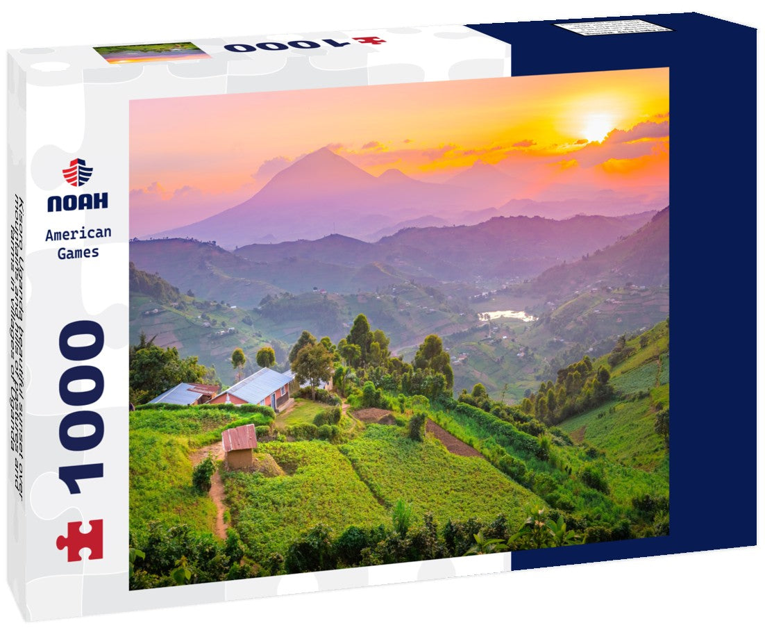 Noah Jigsaw Puzzle Kisoro Uganda beautiful sunset over mountains and hills of pastures and farms in villages of Uganda 1000 pieces
