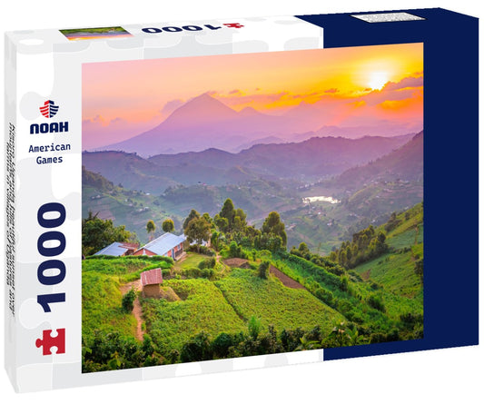 Noah Jigsaw Puzzle Kisoro Uganda beautiful sunset over mountains and hills of pastures and farms in villages of Uganda 1000 pieces