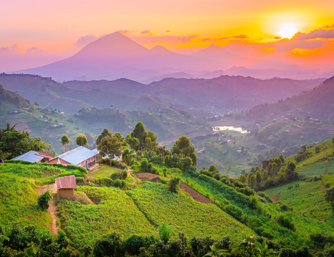 Noah Jigsaw Puzzle Kisoro Uganda beautiful sunset over mountains and hills of pastures and farms in villages of Uganda 1000 pieces